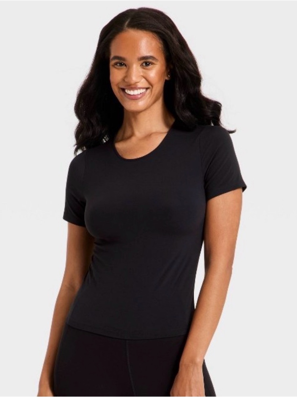 all in motion Black Women's Short Sleeve Crewneck Crop Top